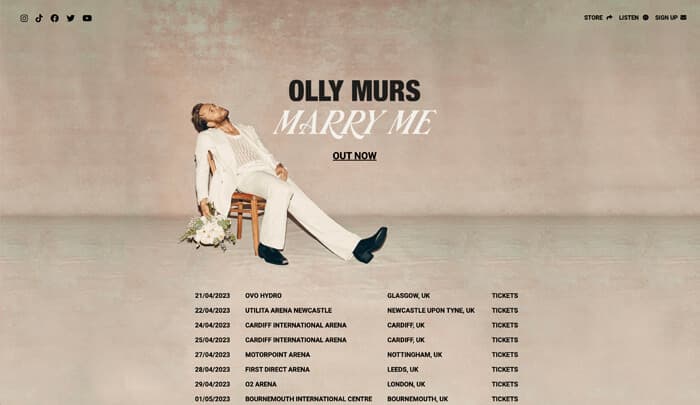 Official website for Olly Murs