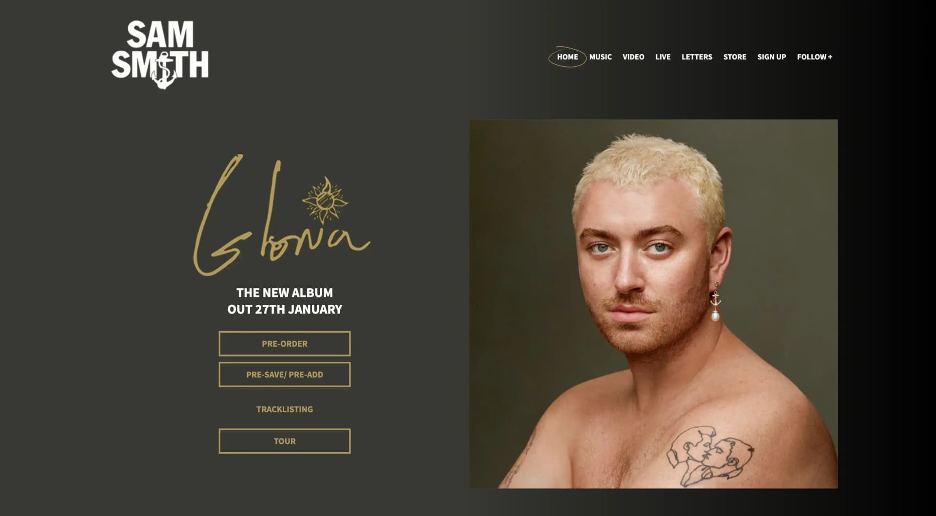 Official website for Sam Smith